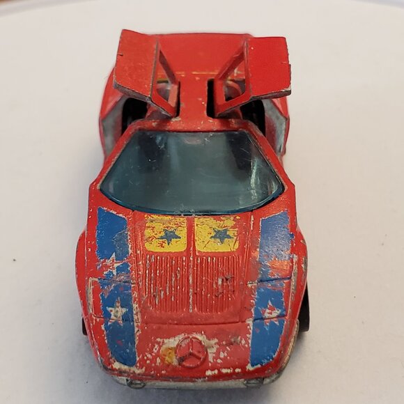 Redlines 1970 Hot Wheels Mattel Mercedes Benz C111 Red Diecast Car Doors Lift Up - Picture 5 of 8